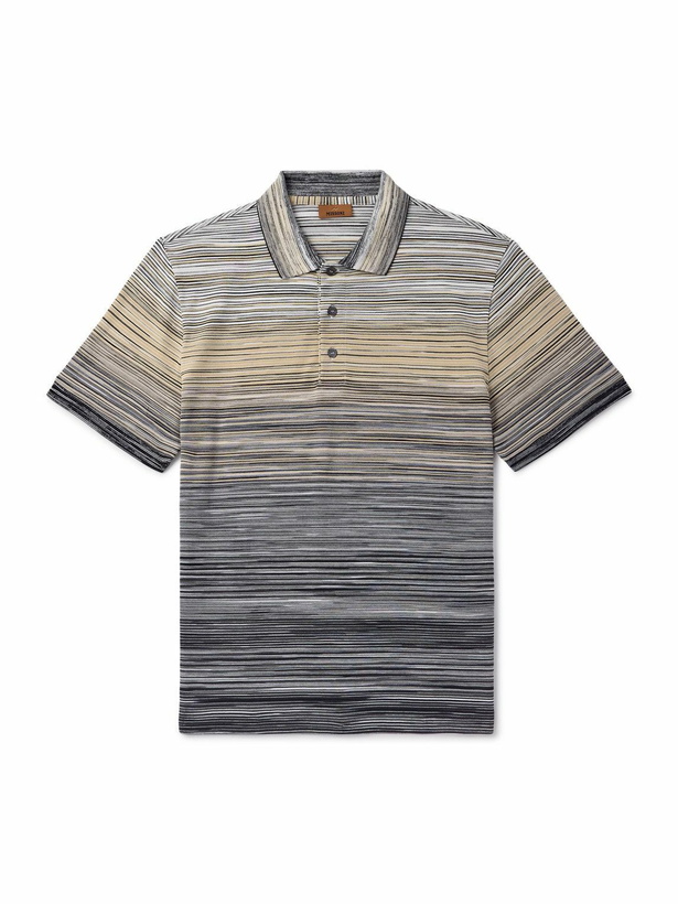 Photo: Missoni - Space-Dyed Cotton-Piqué Polo Shirt - Gray