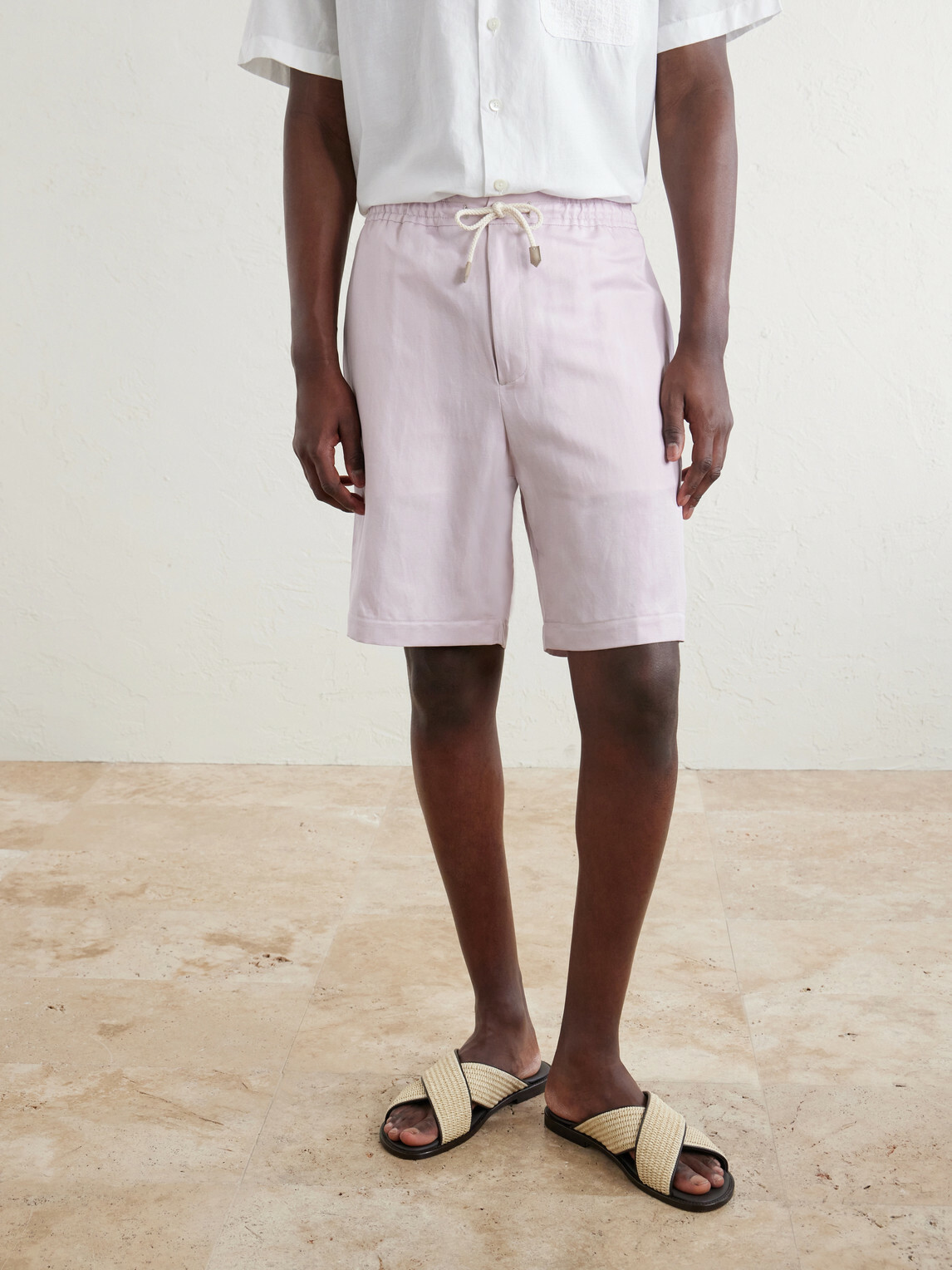 Canali - Straight-Leg Linen And Silk-Blend Bermuda Shorts - Purple