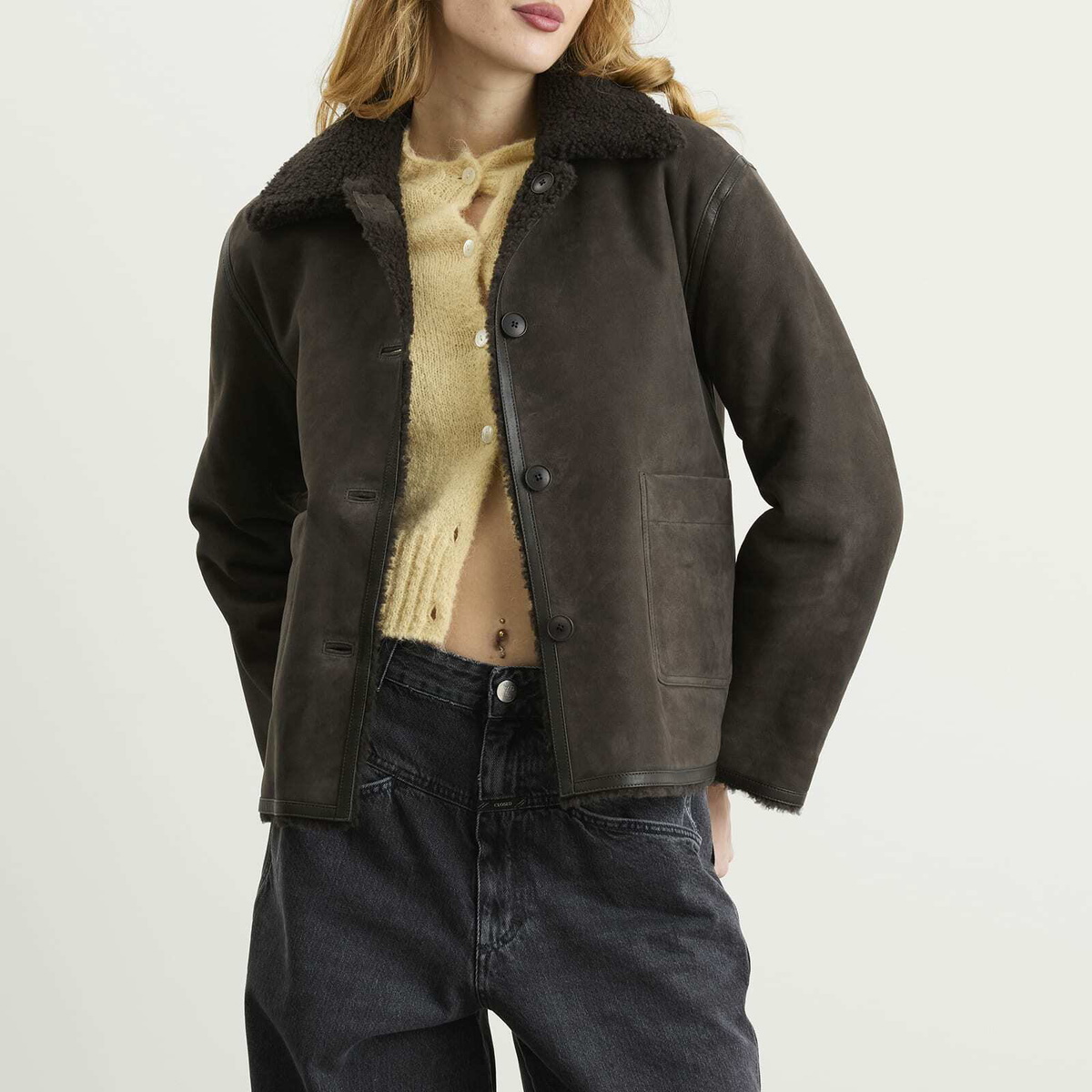 Closed Women's Shearling Jacket in Cosmic Grey