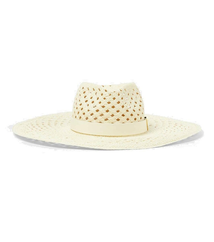 Photo: Valentino Leather-trimmed raffia sun hat