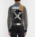 Off-White - Slim-Fit Panelled Denim and Printed Cotton-Jersey Jacket - Men - Black