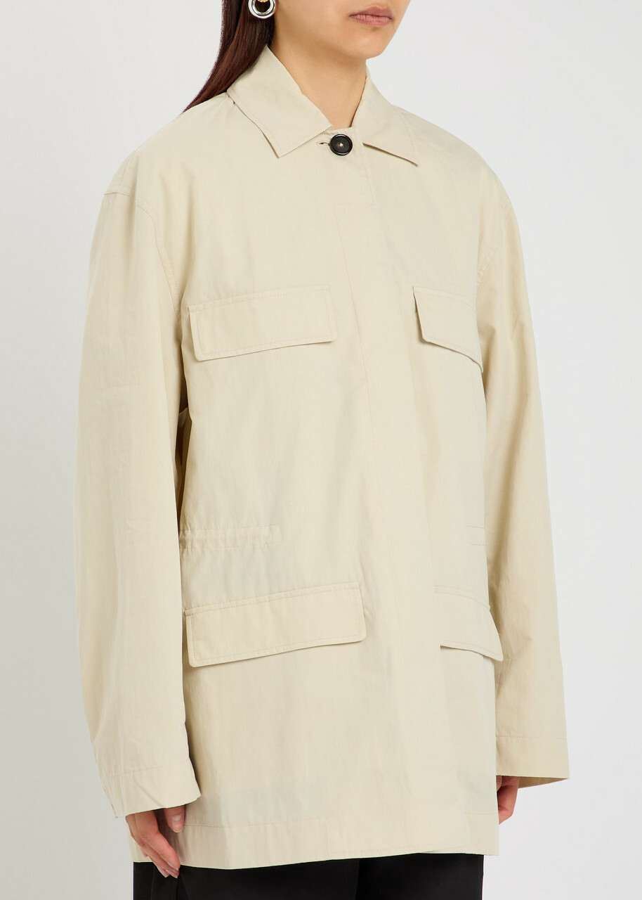 Toteme Drawstring Cotton-blend Poplin Jacket Off White