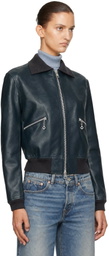 OUR LEGACY Navy Mini Leather Bomber Jacket