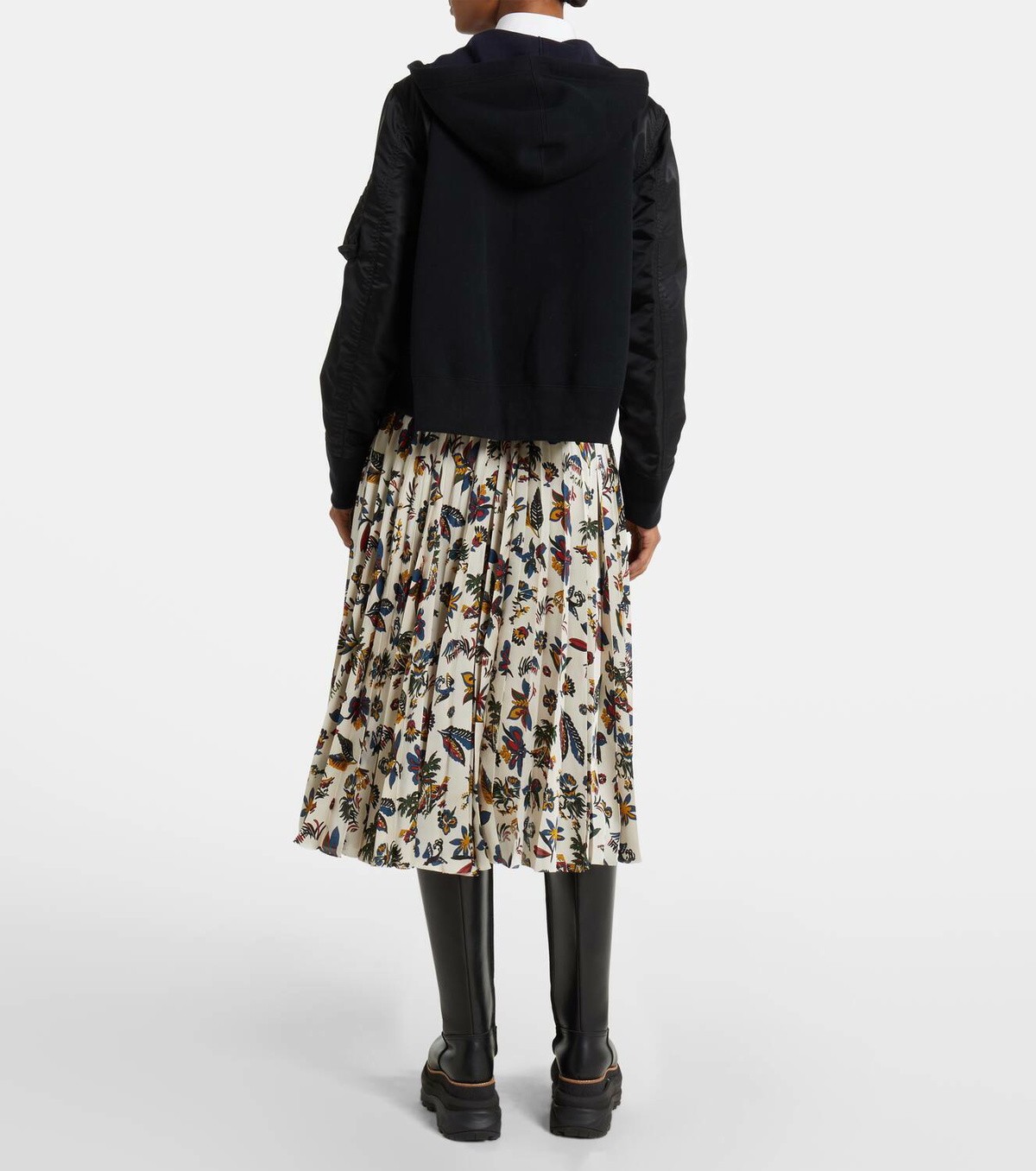 Sacai Paneled cotton-blend zip-up hoodie Sacai