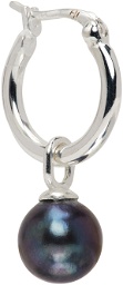 Hatton Labs SSENSE Exclusive Silver & Black Pearl Hoop Earring
