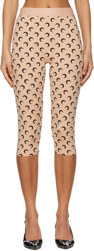 Photo: Marine Serre Beige Recycled Moon Jersey Capri Leggings