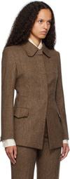 REMAIN Birger Christensen Brown Fitted Herringbone Blazer