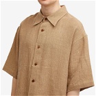 Auralee Men's Linen Silk Short Sleeve Shirt in Brown