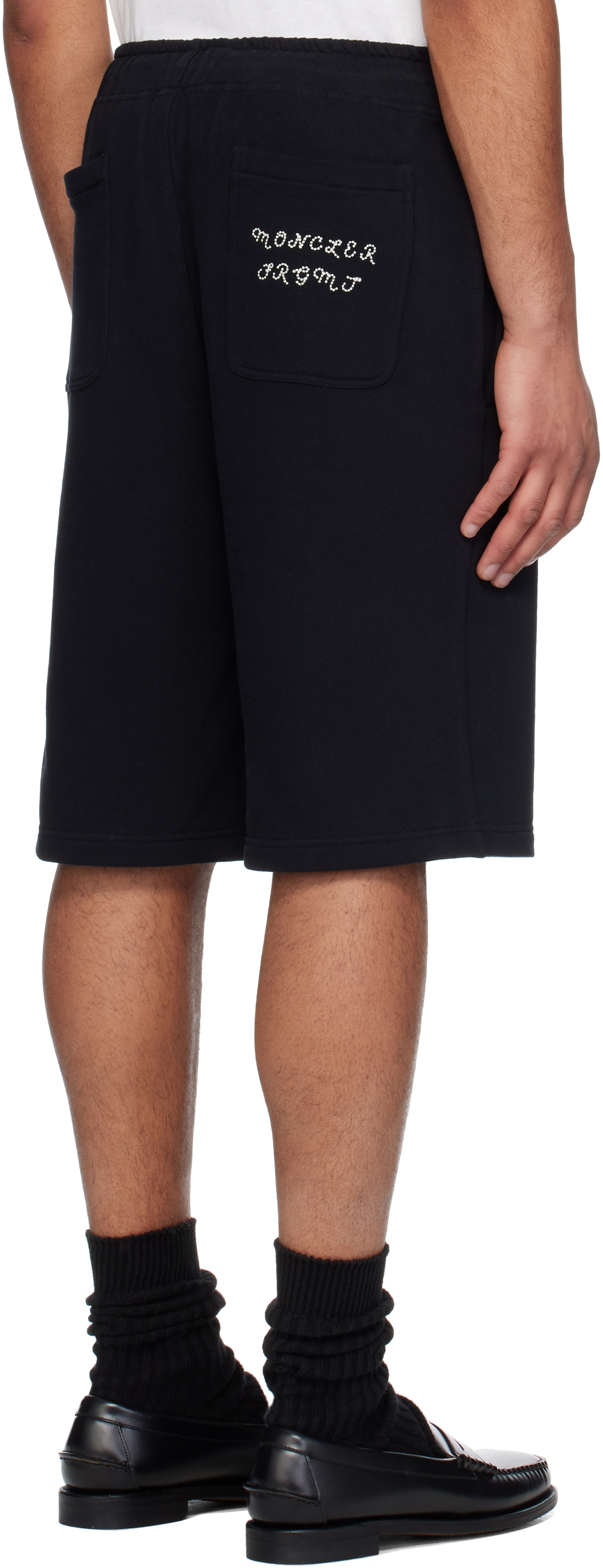 Moncler Genius Moncler x FRGMT Hiroshi Fujiwara Black Embroidered Logo Cotton Shorts