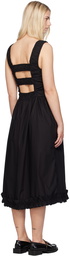 GANNI Black Shirred Midi Dress