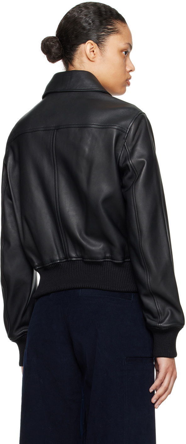 AMI Paris Black Zipped Leather Jacket