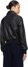 AMI Paris Black Zipped Leather Jacket