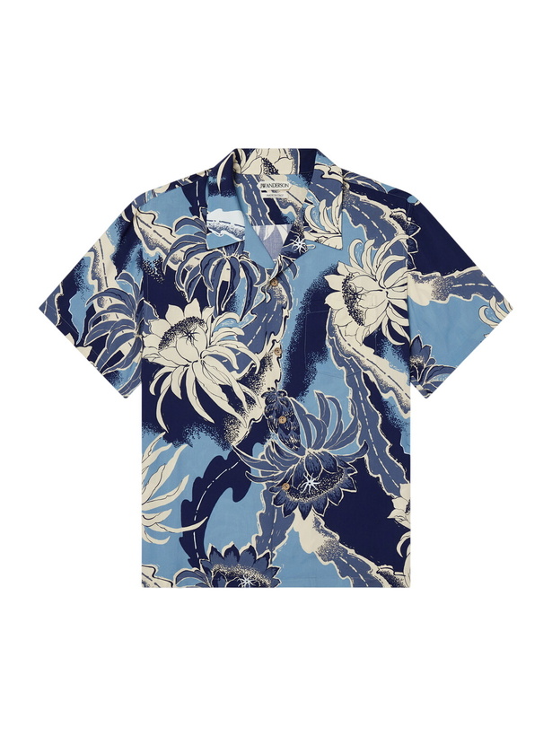 Photo: JW Anderson - Camp-Collar Floral-Print Voile Shirt - Blue