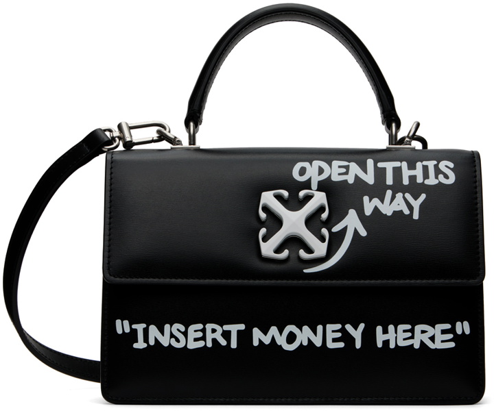 Photo: Off-White Black Jitney 1.4 Top Handle Quote Bag