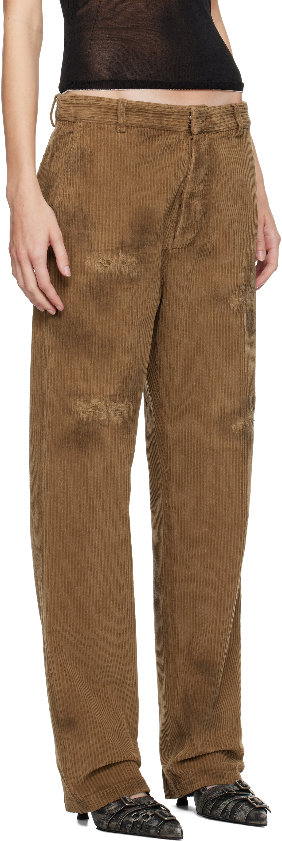 Dsquared2 Brown Dean Distressed Corduroy Trousers