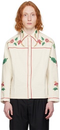 Bode White Embroidered Long Sleeve Shirt