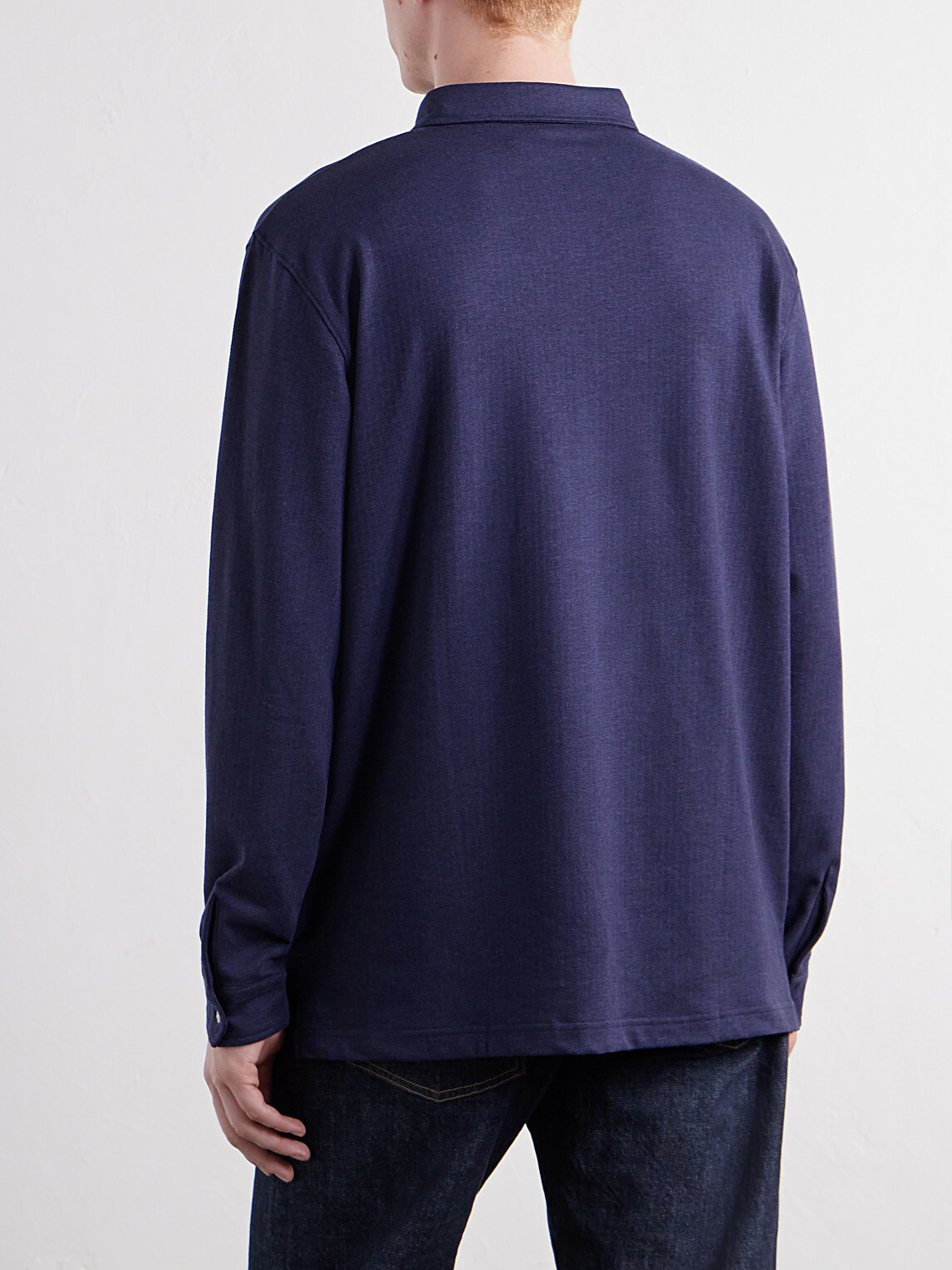 Peter Millar - Herringbone Cotton-Blend Polo Shirt - Blue