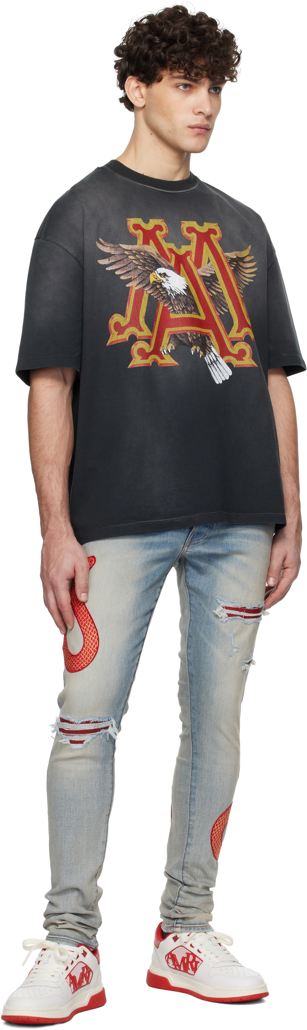 AMIRI Gray Vintage MA Eagle Oversized T-shirt Amiri