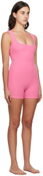 SKIMS Pink Cotton Rib Onesie Jumpsuit
