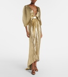 Roberto Cavalli Asymmetric silk-blend lamé gown