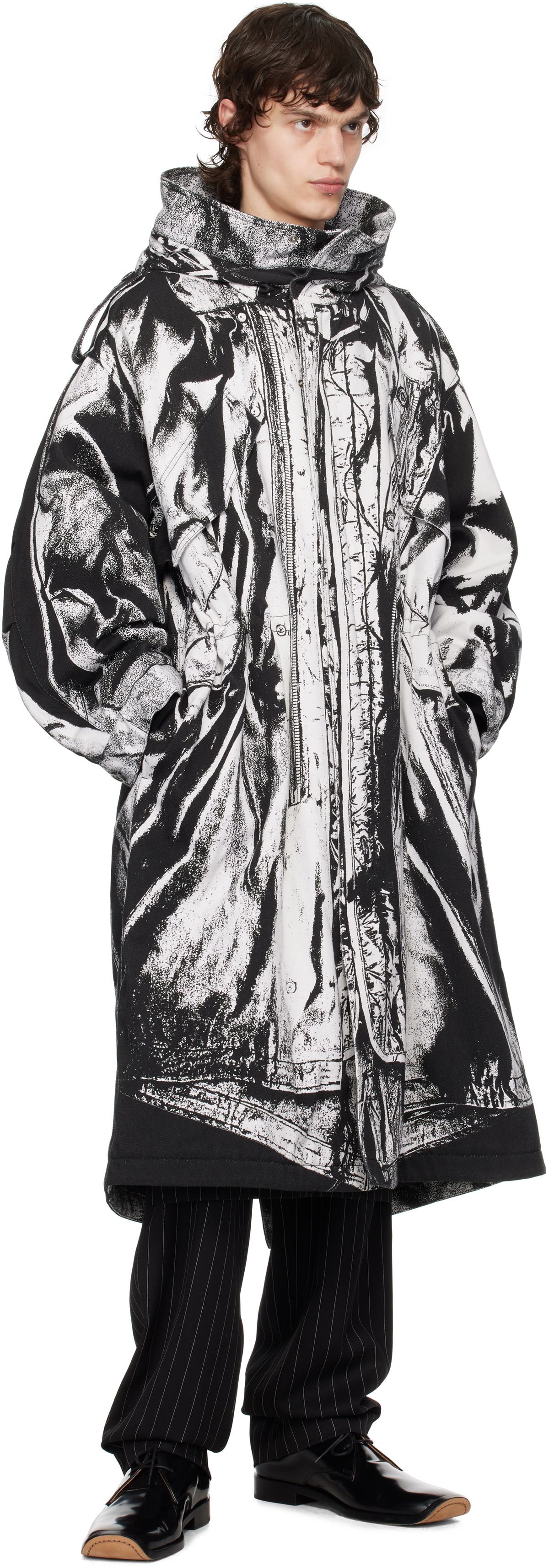 Jean Paul Gaultier Black & White 'The Trompe-L'œil' Coat Jean Paul