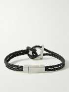 FERRAGAMO - Logo-Embellished Leather and Silver-Tone Bracelet