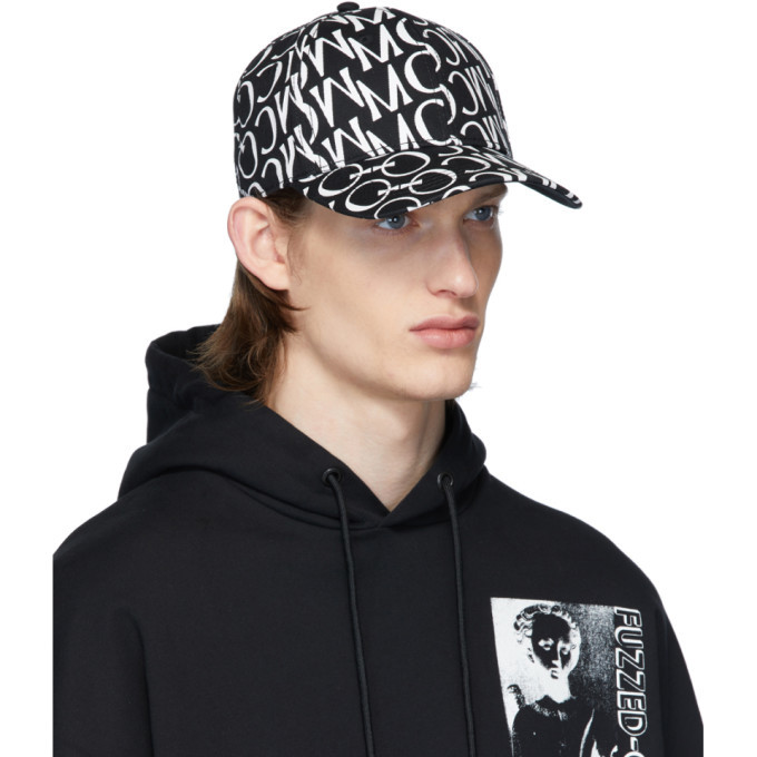 McQ Alexander McQueen Black and White Allover Print Cap McQ