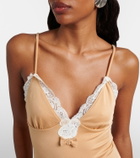 Chloé Bow-detail lace-trimmed bodysuit