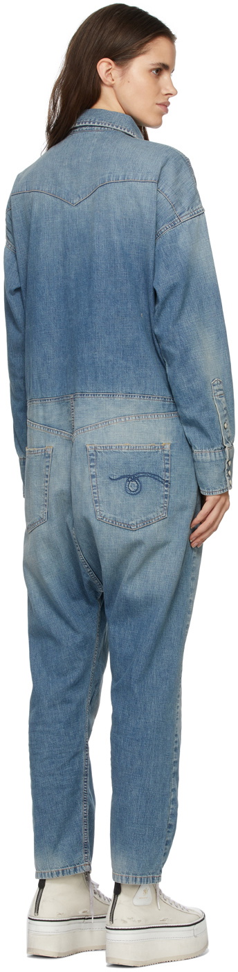 R13 Blue Denim Cowboy Drop Jumpsuit R13