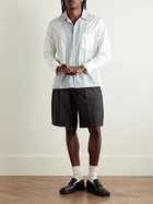 Maison Margiela - Camp-Collar Patchwork Striped Cotton-Poplin Shirt - Blue