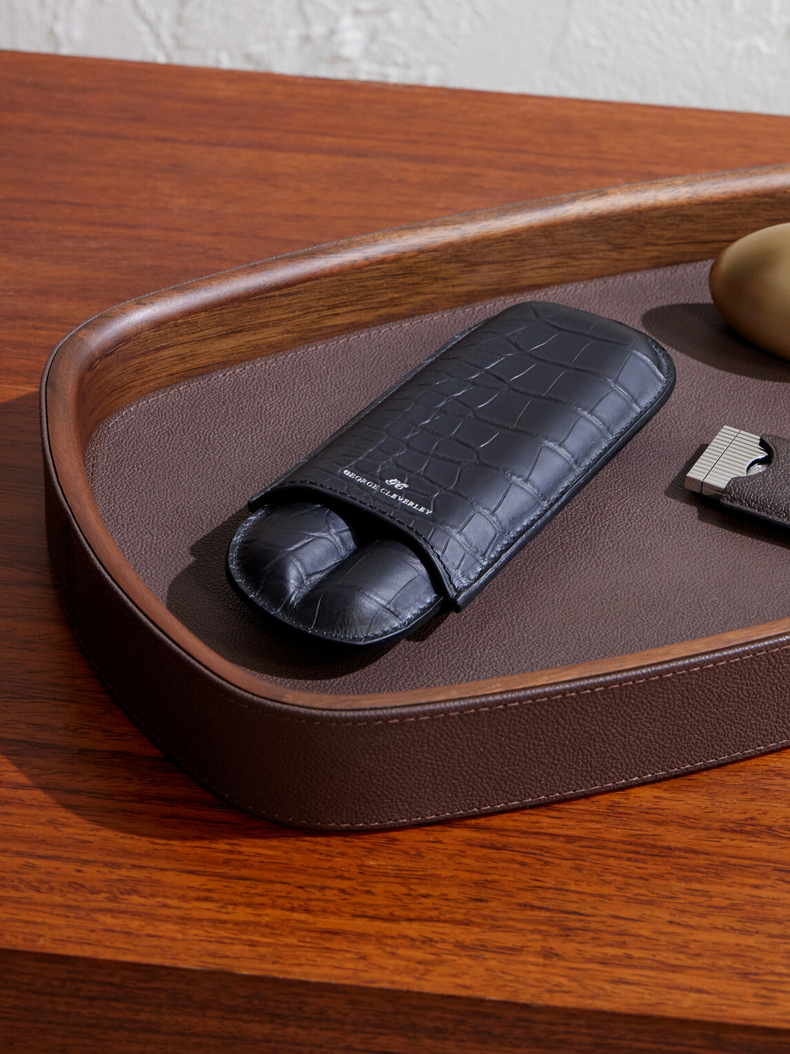 George Cleverley - Croc-Embossed Leather Cigar Holder - Black