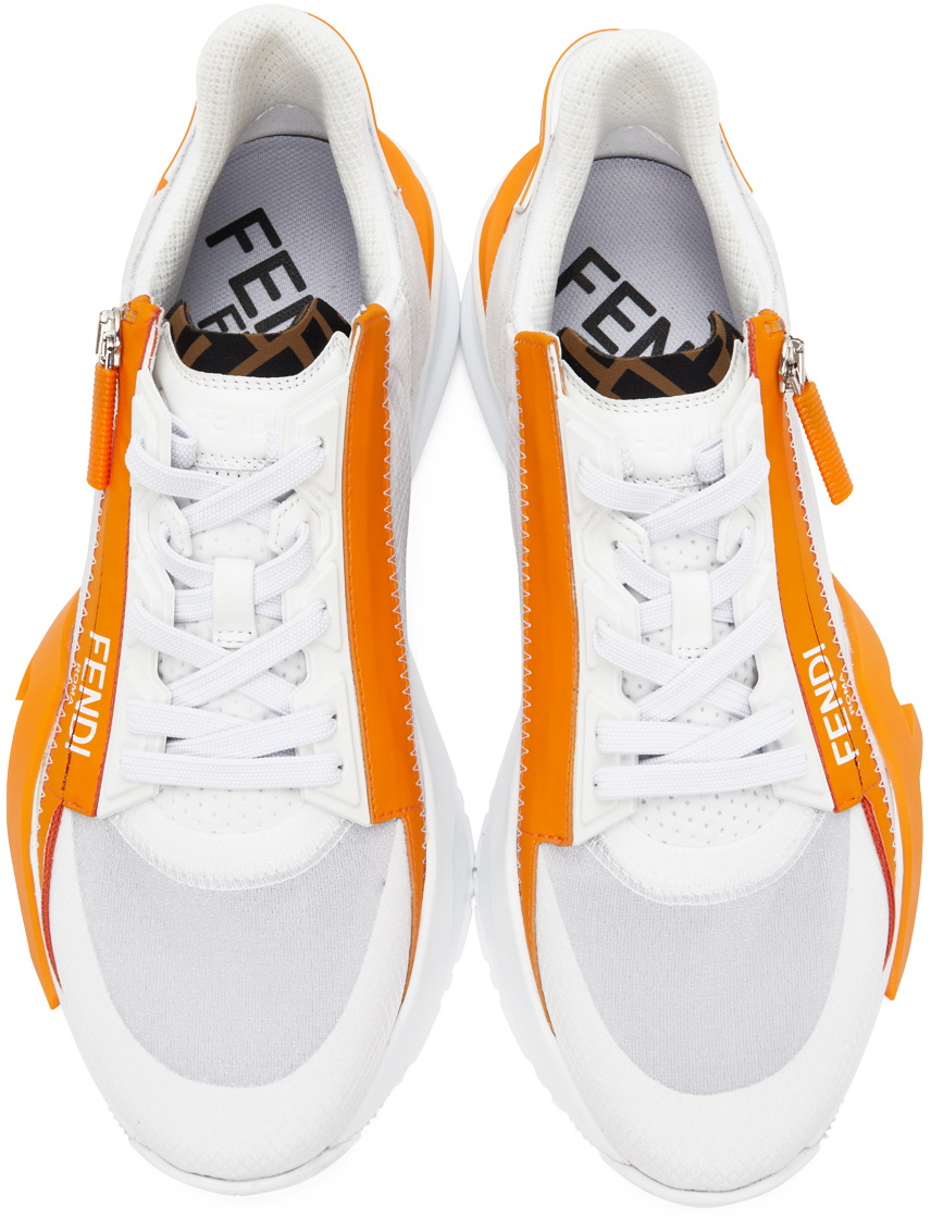 Fendi White Orange Fendi Flow Low Top Sneakers Fendi