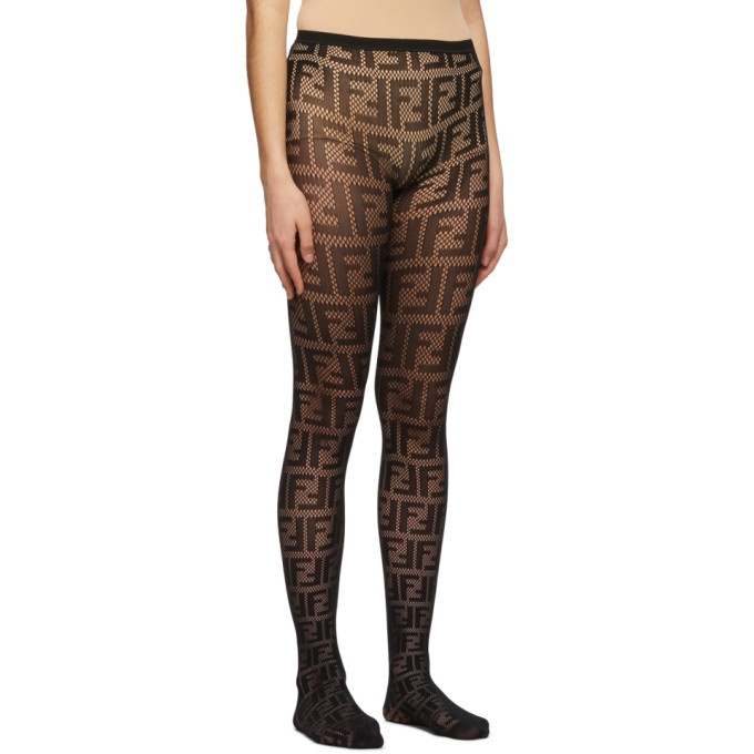 Fendi Embroidered Tulle Tights - Black - ShopStyle Hosiery