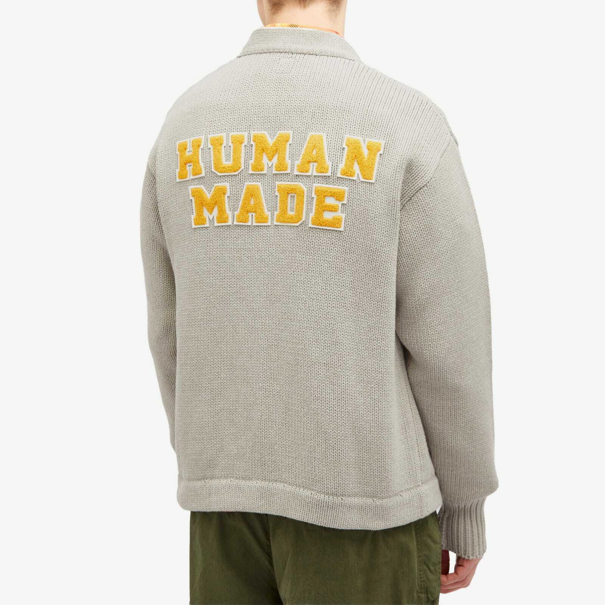 Human Made Men's Knitted College Cardigan in Gray Human Made