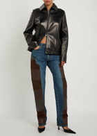 Versace Leather and Suede Patchwork Straight-leg Jeans Blue