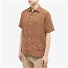 Oliver Spencer Men's Cuban Short Sleeve Shirt in Brown