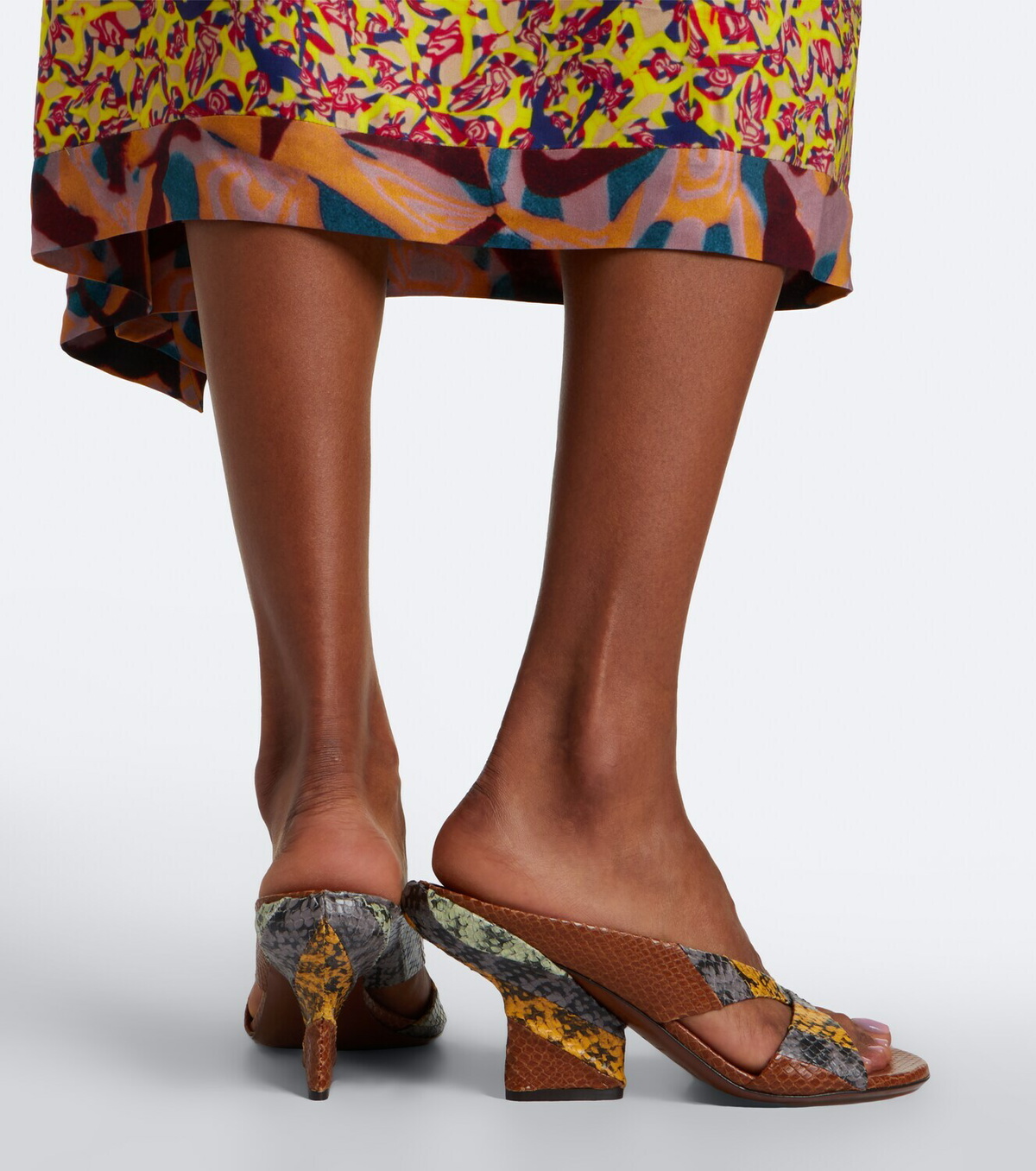 Dries Van Noten Snake-effect leather mules