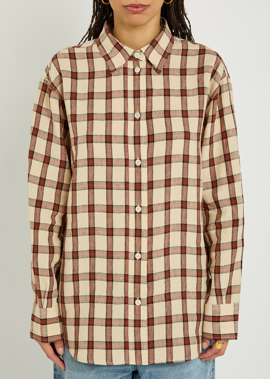 Rohe Oversized Checked Linen Shirt Red