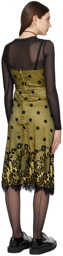 Anna Sui Yellow & Black Washed Midi Dress