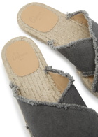 Castañer Palmera Distressed Canvas Espadrille Sliders Grey