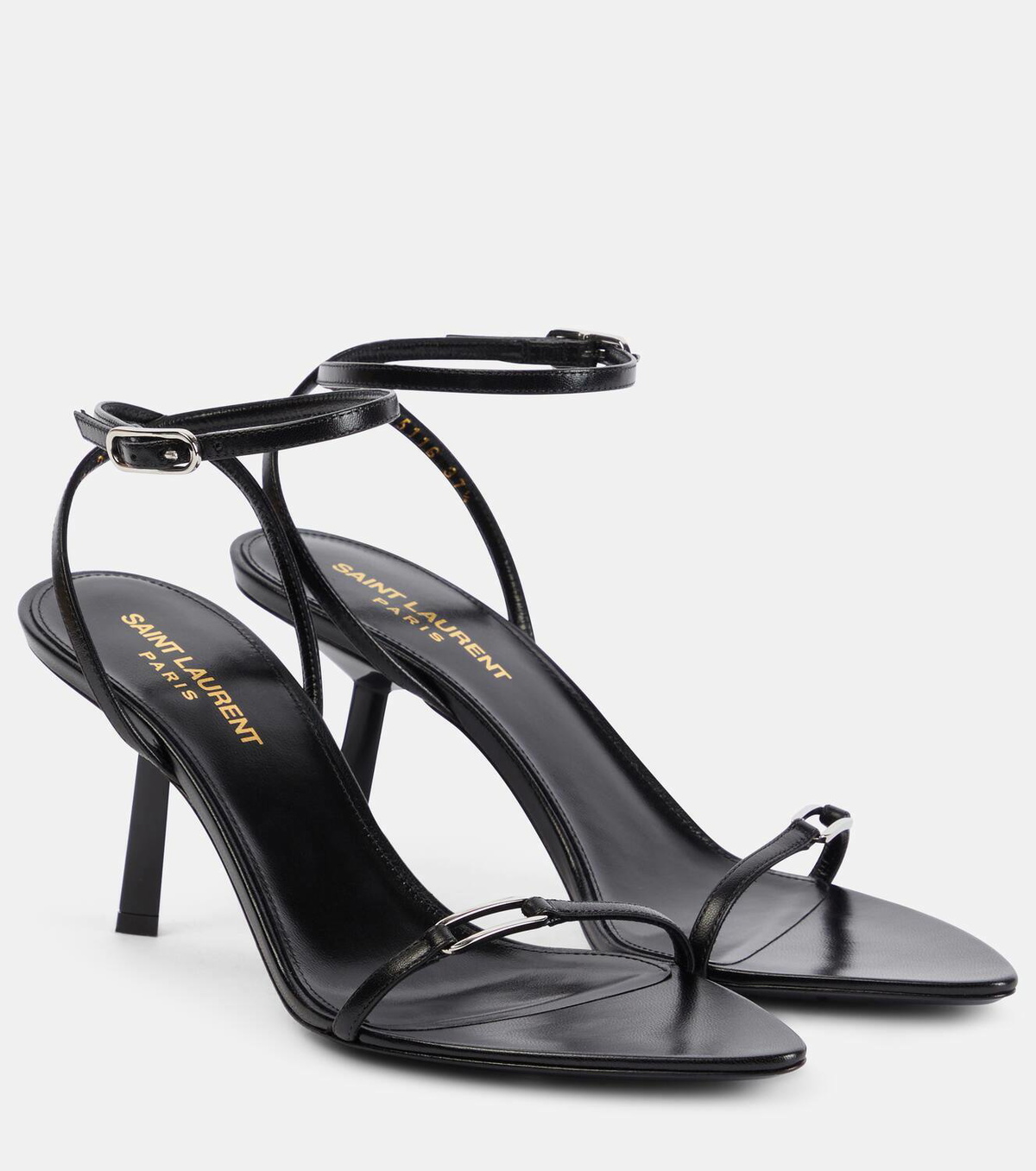美シルエット【SAINT LAURENT】75mm Kitty レザーサンダル 24SS SAINT LAURENT Kitty 75 Metallic Leather Sandals | endource