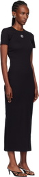Marine Serre Black Moon Logo Ribbed Jersey Tube Maxi Dress