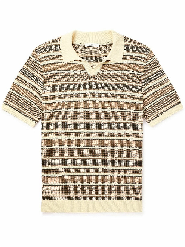 Photo: Mr P. - Striped Cotton Polo Shirt - Neutrals