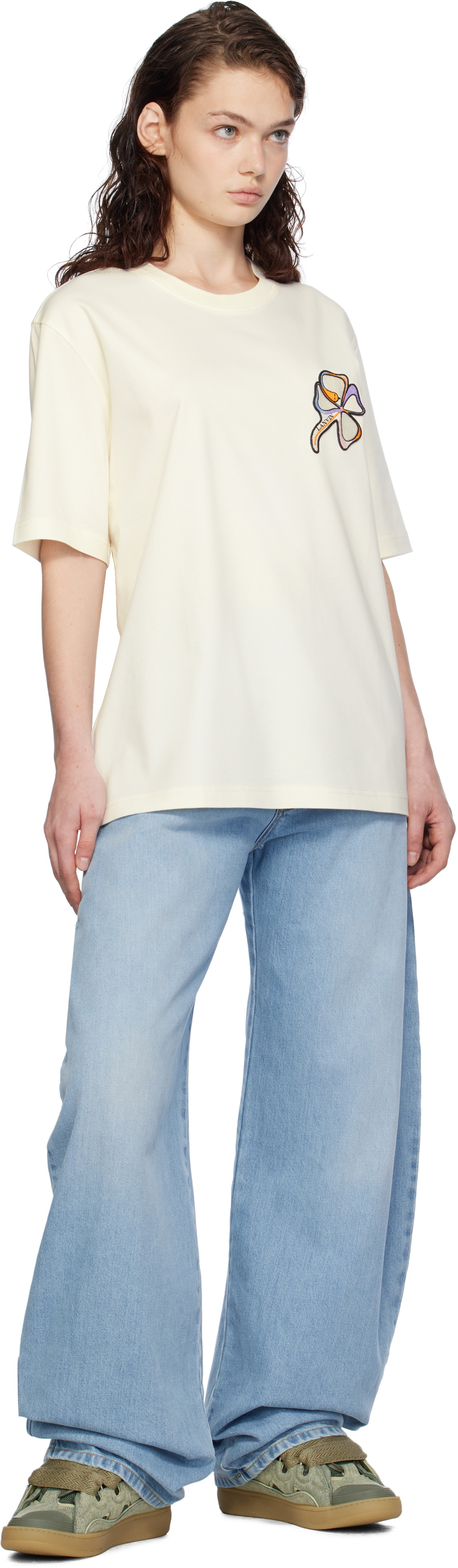 Lanvin White Clover Snake Patch T-shirt