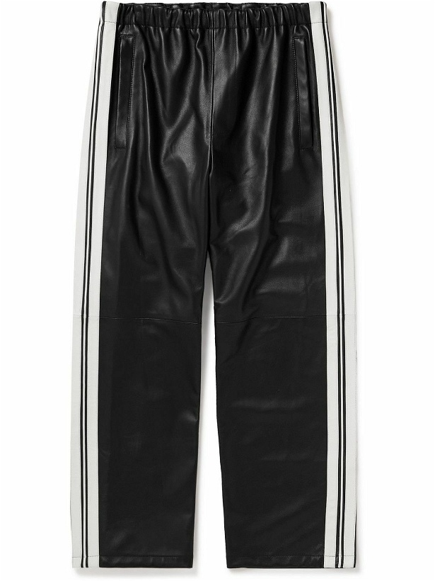 Photo: Marni - Straight-Leg Striped Nappa Leather Trousers - Black