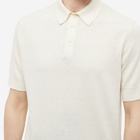Drake's Men's Cotton-Linen Knitted Polo Shirt in Ecru