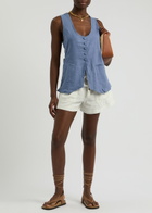Free People Millie Linen-blend Waistcoat Denim