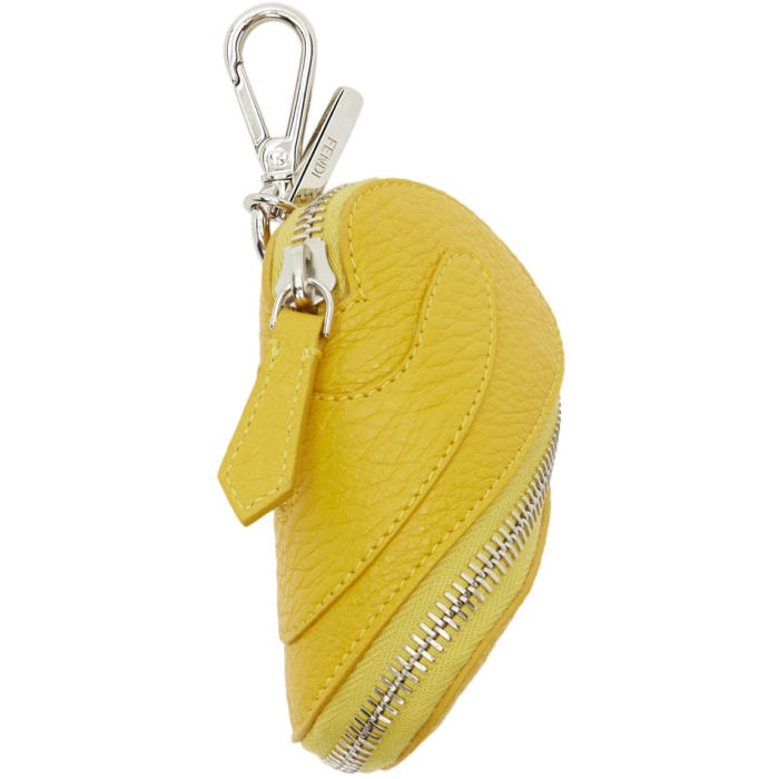 Photo: Fendi Yellow Zip Around Pouch Keychain