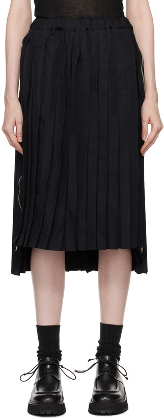 Photo: Black Comme des Garçons Black Pleated Midi Skirt