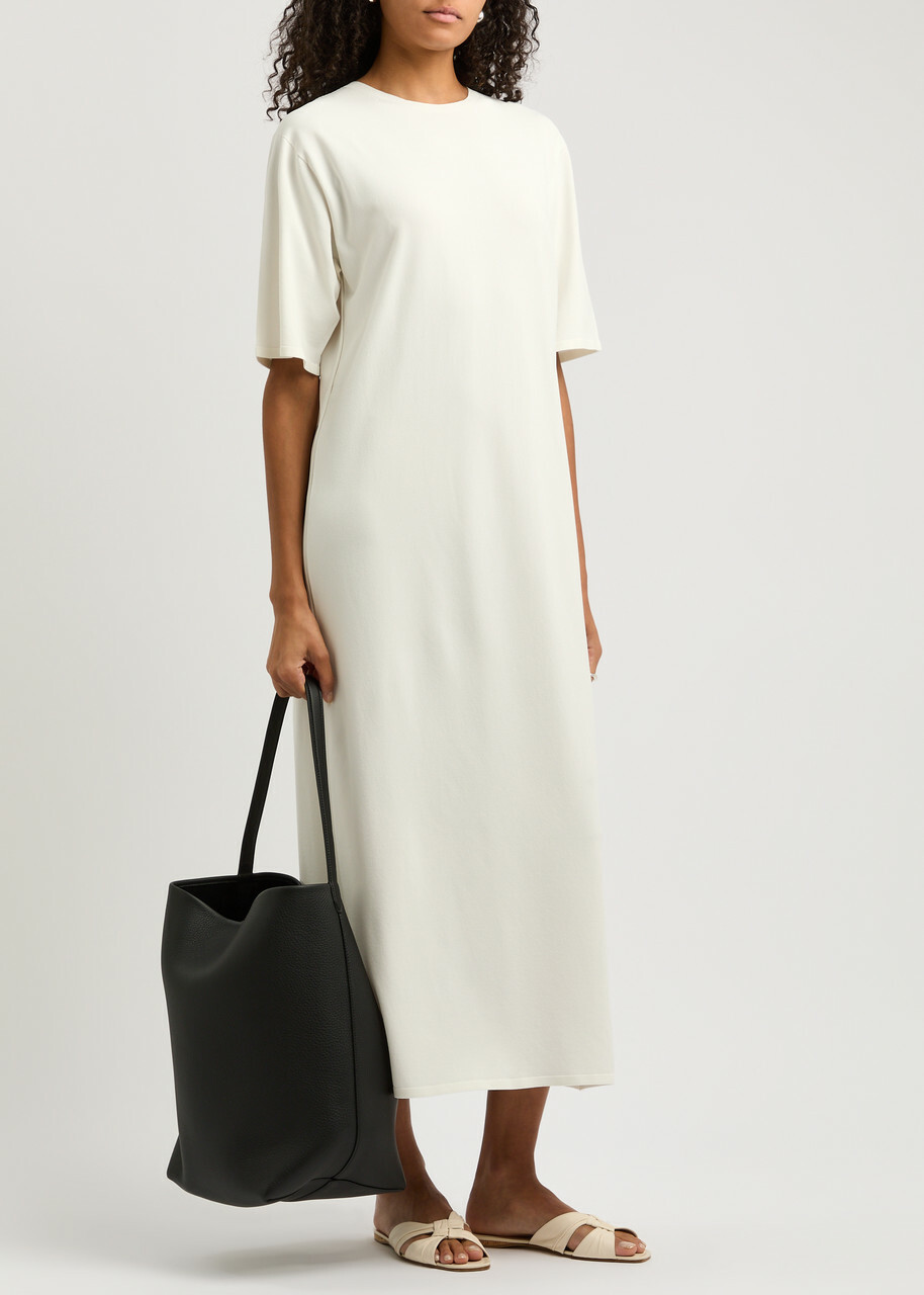 The Row Gitu Knitted Midi T-shirt Dress White The Row